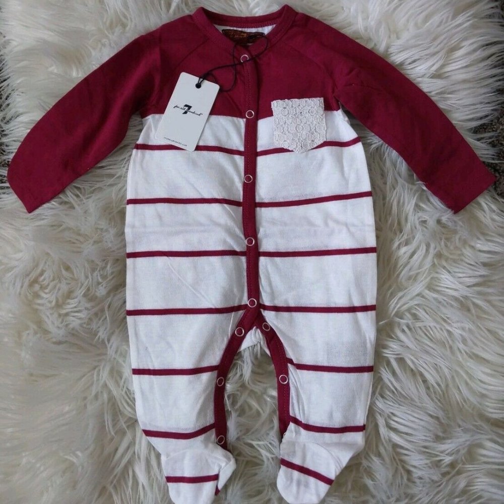 NWT $30 Seven for All Mankind Girls Footie Anemone Stripe (0/3 Months)
